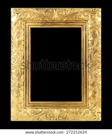 The antique gold frame on the  black background