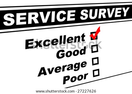 Customer service survey filled out with Excellent chosen isolated on white Royalty-Free Stock Photo #27227626