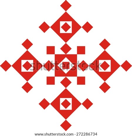 Red traditional ethnic foursquare ornament vector pattern 