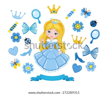 Vector illustration of princess design elements.