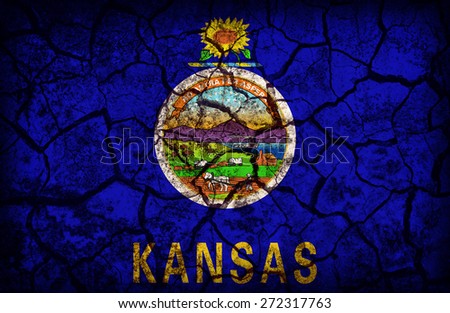 Kansas flag pattern on crack soil texture,retro vintage style
