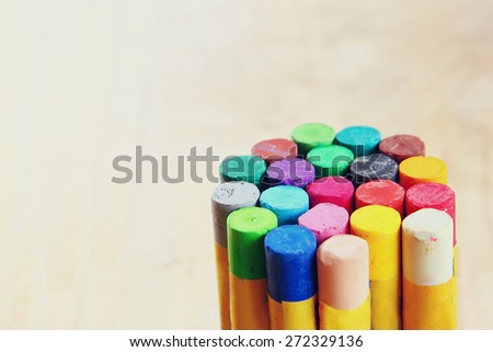 macro image of various colorful crayons 