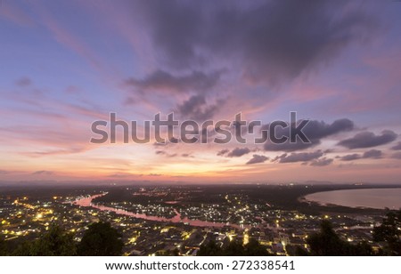 twilight sky with city 
