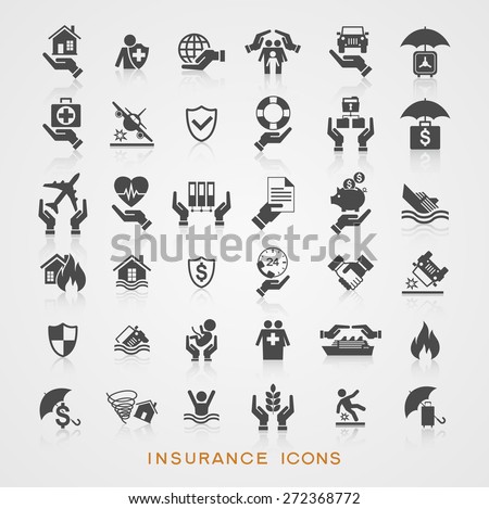 Set insurance icons. File is saved in AI10 EPS version. This illustration contains a transparency  Royalty-Free Stock Photo #272368772