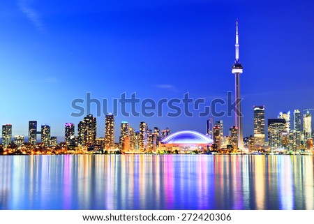 The Reflection of Toronto skyline in Ontario, Canada.