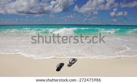 with slippers to the colorful indian ocean