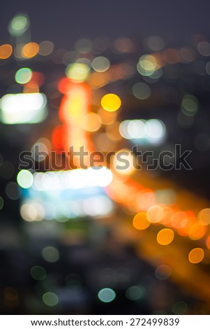 Defocused backdrop background of Bangkok cityscape, Thailand