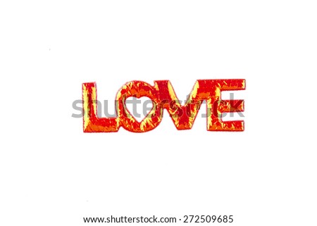Love word tag isolated on white background