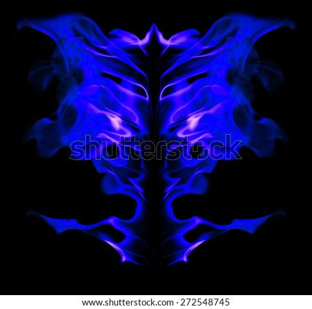 Blue fire and flames on black background