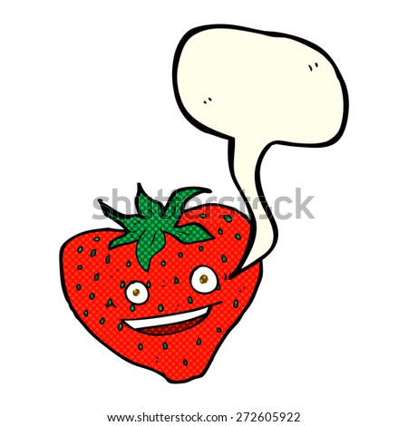 cartoon strawberry with speech bubble