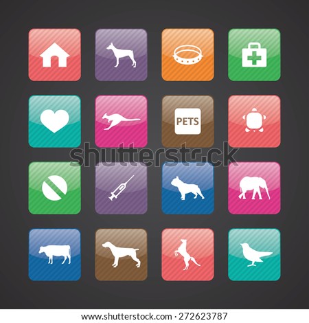 animals, pets icons universal set for web and mobile