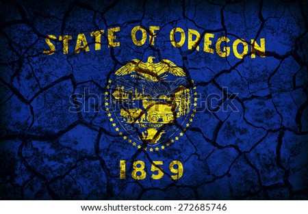 Oregon flag pattern on crack soil texture,retro vintage style
