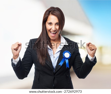 cool business-woman with medal