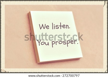 Text we listen you prosper on the short note texture background