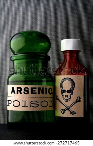 skull and bones and poison bottle.