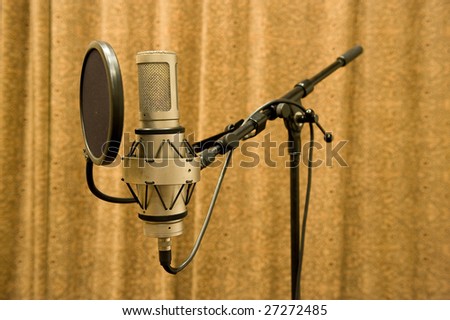 microphone in a sound recording studio