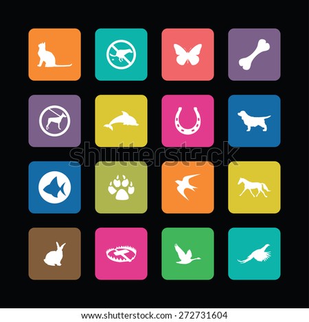 animals, pets icons universal set for web and mobile