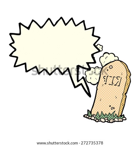 cartoon spooky grave with speech bubble