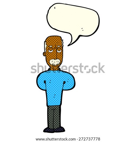 cartoon annoyed balding man with speech bubble
