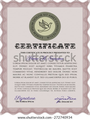 Red vertical certificate or diploma template