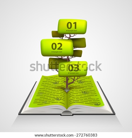 Open book with a tree numbering. Vector illustration