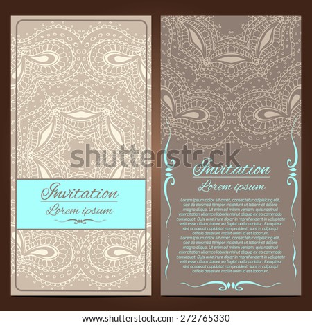 Vector Invitation cards. Vintage decorative elements. Hand drawn background.