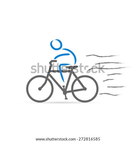 Illustration of a bicycle and rider design isolated on a white background.