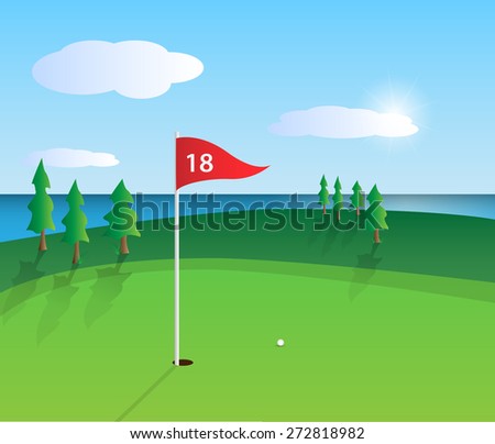 Illustration of a colorful golf course design.