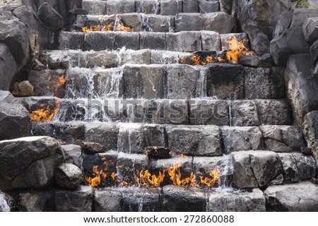 water down the stair with fire
