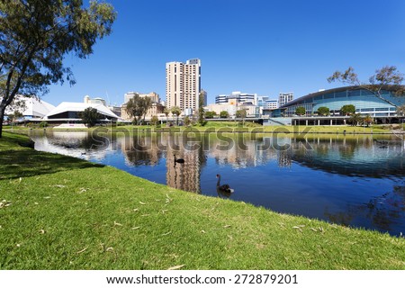 View of the Riverbank Precinct of Adelaide in South Australia in daytime Royalty-Free Stock Photo #272879201
