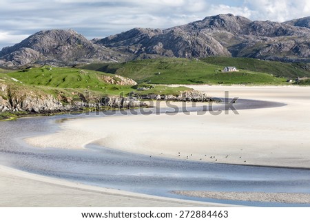 Low tide at Uig Beach on the Isle of Lewis and Harris, Outer Hebrides in Scotland Royalty-Free Stock Photo #272884463