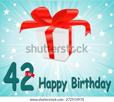 42 year Happy Birthday Card with gift and colorful background in vector EPS10