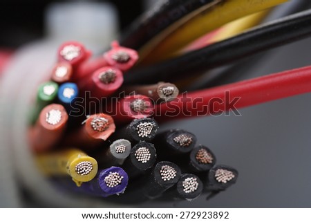 Computer cables on white background Royalty-Free Stock Photo #272923892