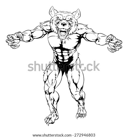 Tough werewolf or wolf animal mascot illustration 