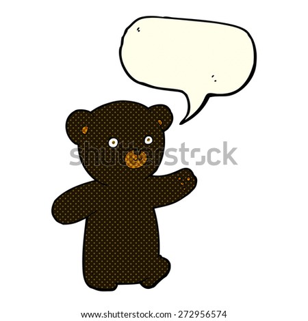 cartoon black bear cub with speech bubble