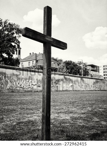 Berlin Wall. Medium format film photography shot with the original grain