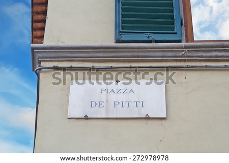 Piazza de Pitti marble sign in Florence