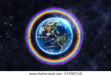 Rainbow Surrounds the Earth - Elements of this Image Furnished by NASA