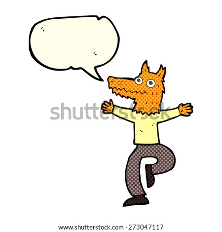 cartoon fox man with speech bubble