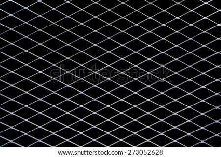 Metal net on black background.
