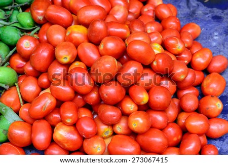 lots of fresh tomato at fruit market