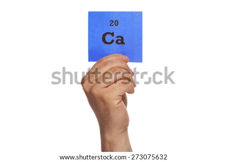 Hand holding blue paper on white background
