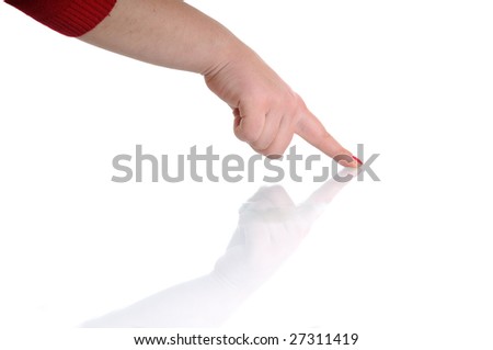 woman hand holding glossy reflective surface