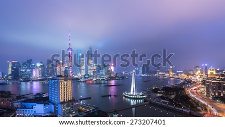 night view at shanghai china, huangpu river and bund.