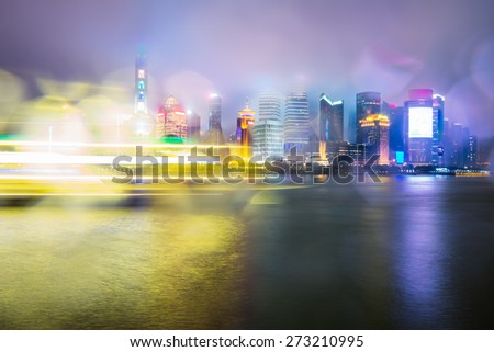 night view at shanghai china, huangpu river and bund.