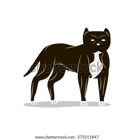 black staffordshire terrier dog  isolated. vector illustration