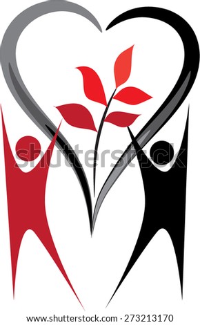 icon about people holding a heart shape with plant