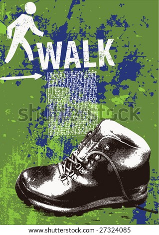 Pop-art style Walking and hiking complete layout in vector format