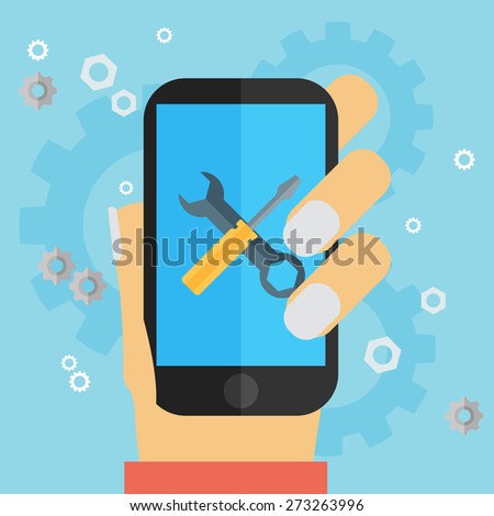 Mobile repair and development illustration Royalty-Free Stock Photo #273263996
