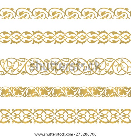 Seamless floral tiling borders. Inspired by old ottoman and arabian ornaments Royalty-Free Stock Photo #273288908